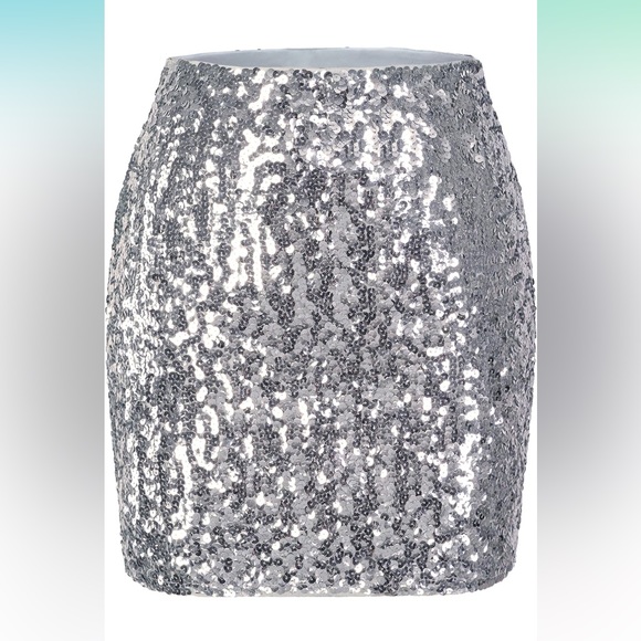 NWT Silver Sequin Stretch Skirt, Retail: $39.99 - Picture 5 of 15